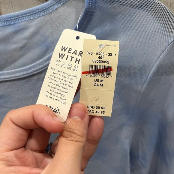 New! Aerie Blue Magic Mesh Cropped Long Sleeve T-shirt Sheer Womens Size Medium - Picture 3 of 8